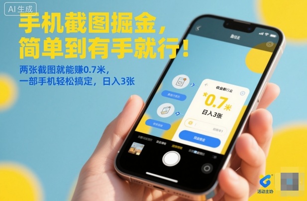 手机截图掘金，简单到有手就行！两张截图就能賺0.7米，一部手机轻松搞定，日入3张【揭秘】-佳腾网赚