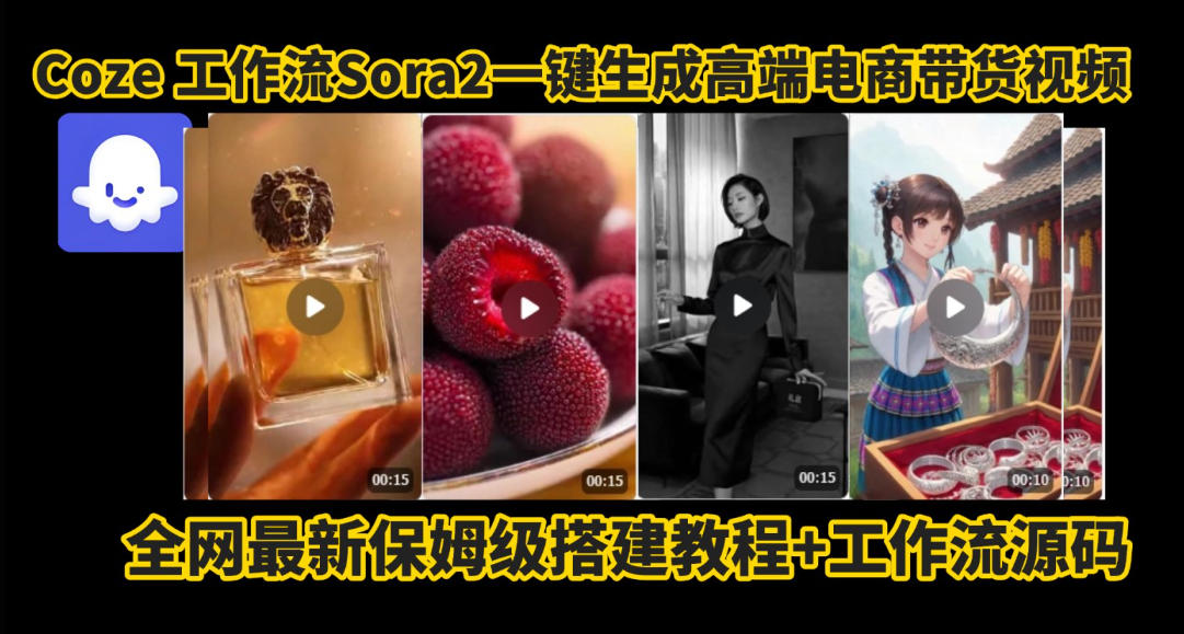coze智能体sora2一键生成电商带货高端视频工作流保姆级拆解教程，无需剪辑，无需拍摄-佳腾网赚