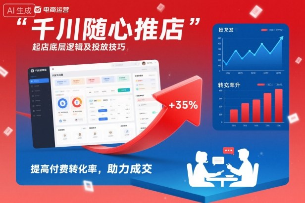 千川随心推起店底层逻辑及投放技巧，提高付费转化率，助力成交-佳腾网赚