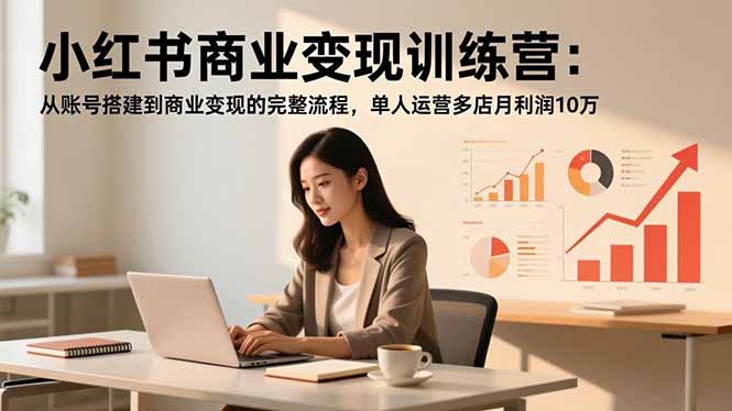 小红书商业变现训练营：从账号搭建到商业变现的完整流程，单人运营多店月利润10万-佳腾网赚