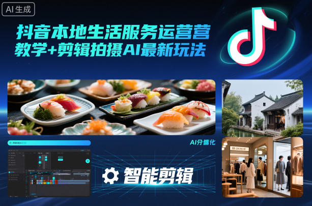 抖音本地生活服务运营教学+剪辑拍摄AI最新玩法-佳腾网赚