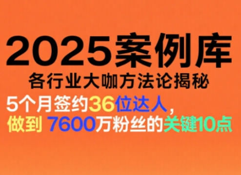 2025案例库，收录各行业大咖的方法论，各行业大咖方法论揭秘-佳腾网赚