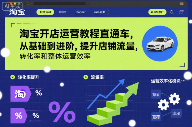 淘宝开店运营教程直通车，从基础到进阶，提升店铺流量，转化率和整体运营效率(更新11月)-佳腾网赚