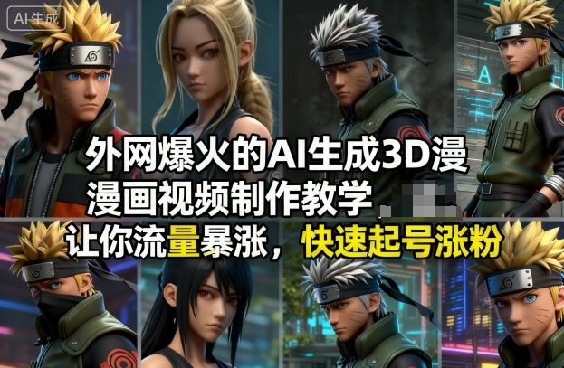 外网爆火的AI生成3D漫画视频制作教学，让你流量暴涨，快速起号涨粉！-佳腾网赚