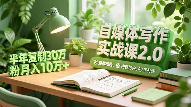 自媒体写作实战课2.0，爆款标题、内容结构、IP打造，半年复制30万粉月入10万+-佳腾网赚