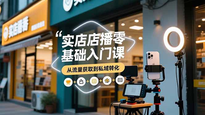 实体店播零基础入门课，实体店+短视频+直播+微信生态+私域社群，从流量获取到私域转化-佳腾网赚