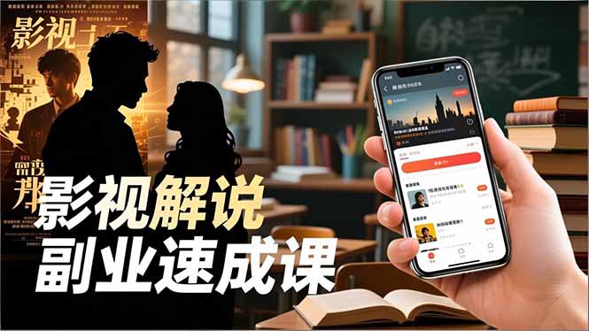 Tk影视解说副业速成课，软件安装、全流程实操、爆款预设，新手两周变现-佳腾网赚