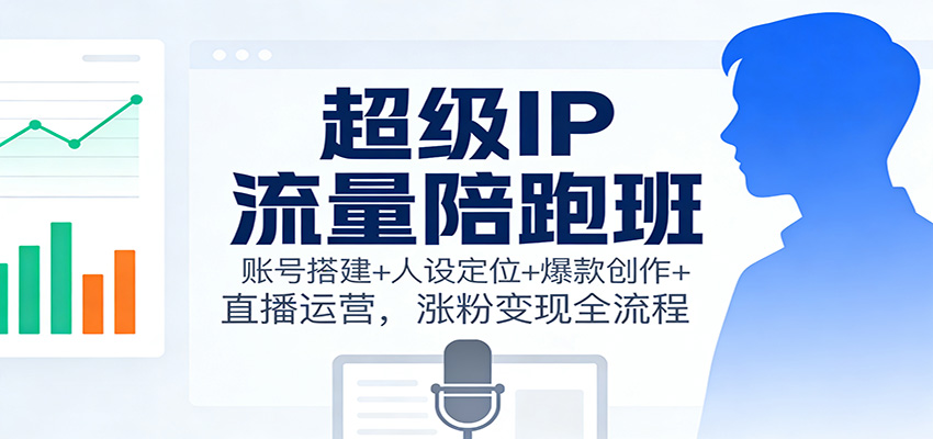 超级IP流量陪跑班：账号搭建+人设定位+爆款创作+直播运营，涨粉变现全流程-佳腾网赚