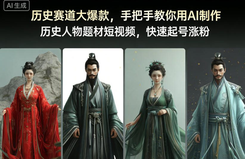 历史赛道大爆款，手把手教你用AI制作历史人物题材短视频，快速起号涨粉-佳腾网赚