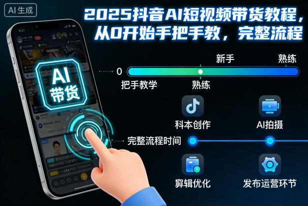 2025抖音AI短视频带货教程，从0开始手把手教，完整流程-佳腾网赚