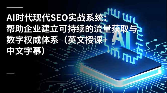 AI时代现代SEO实战系统：帮助企业建立可持续的流量获取与数字权威体系(英文授课+中文字幕-佳腾网赚