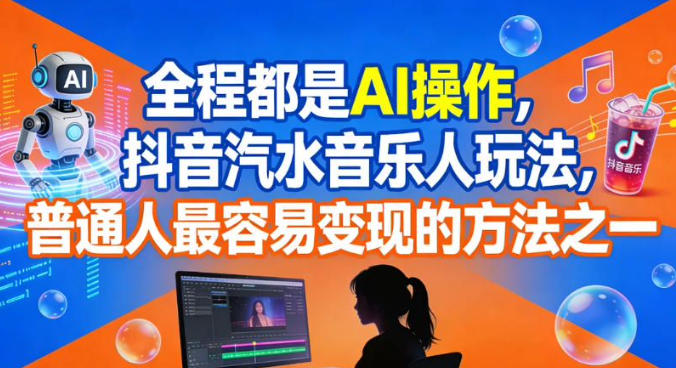 全程都是AI操作，抖音汽水音乐人玩法，普通人最容易变现的方法之一-佳腾网赚