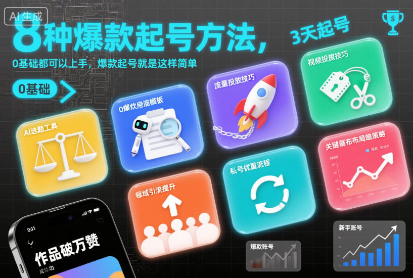 8种爆款起号方法，0基础都可以上手，爆款起号就是这样简单-佳腾网赚