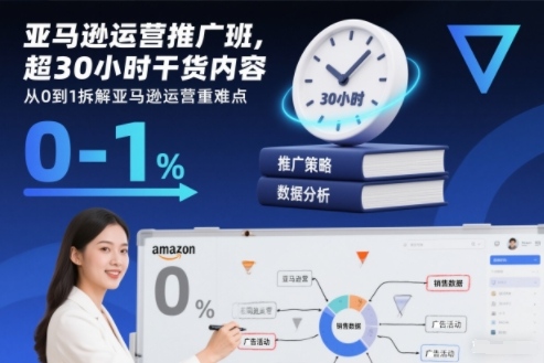 亚马逊运营推广班，超30小时干货内容，从0到1拆解亚马逊运营重难点-佳腾网赚