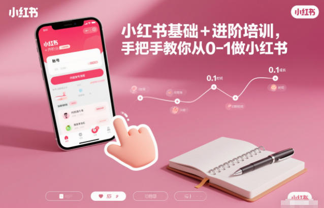 小红书基础+进阶培训，手把手教你从0-1做小红书-佳腾网赚