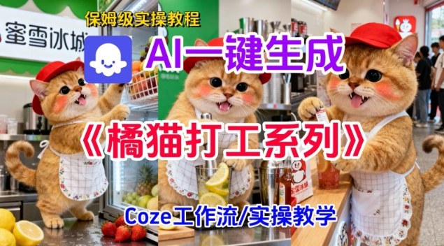 Coze扣子工作流一键生成胖橘猫打工短视频，保姆级实操搭建教学-佳腾网赚
