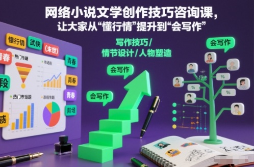 网络小说文学创作技巧咨询课，让大家从“懂行情”提升到”会写作”的高度-佳腾网赚