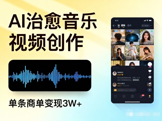 AI做治愈音乐视频，多平台投稿，单条商单变现3W+-佳腾网赚