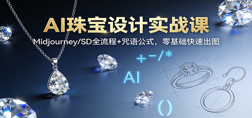 AI珠宝设计实战课：Midjourney/SD全流程+咒语公式，零基础快速出图-佳腾网赚