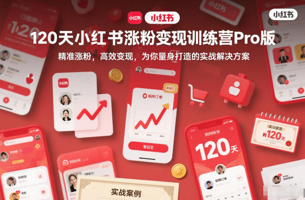 120天小红书涨粉变现训练营Pro版，​精准涨粉，高效变现​，为你量身打造的实战解决方案-佳腾网赚