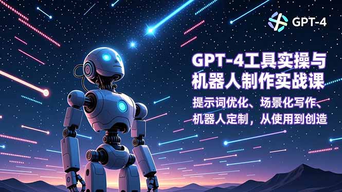 GPT-4工具实操与机器人制作实战课：提示词优化、场景化写作、机器人定制，从使用到创造-佳腾网赚