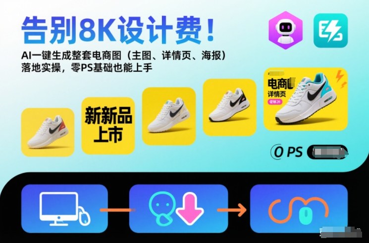 告别8K设计费！AI一键生成整套电商图(主图、详情页、海报)落地实操，零PS基础也能上手-佳腾网赚