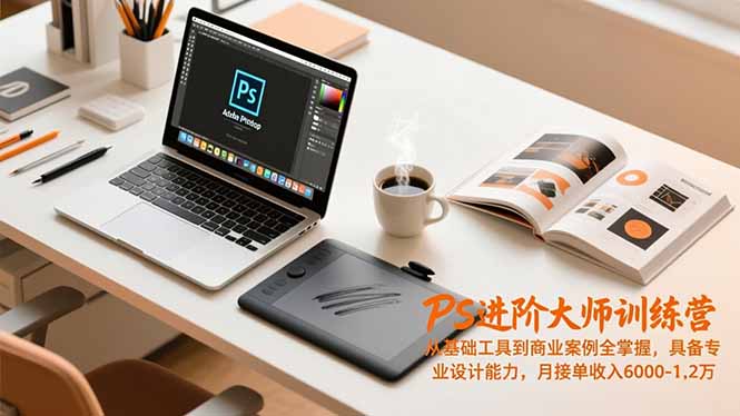 PS进阶大师训练营，从基础工具到商业案例全掌握，具备专业设计能力，月接单收入6000-1.2万-佳腾网赚