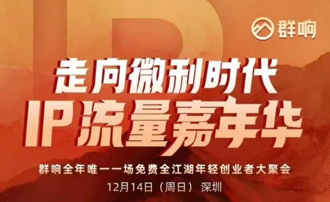 2025ip嘉年华万人12月14深圳线下课，走向微利时代，IP流量嘉年华，实操性极强的商业干货课-佳腾网赚