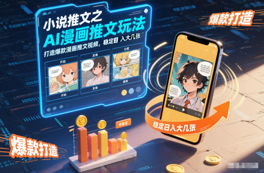 小说推文之AI漫画推文玩法，打造爆款漫画推文视频，稳定日入大几张-佳腾网赚