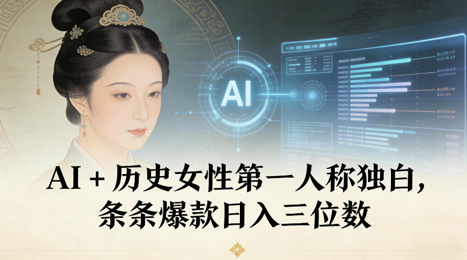 AI+历史女性第一人称独白，条条爆款日入三位数-佳腾网赚
