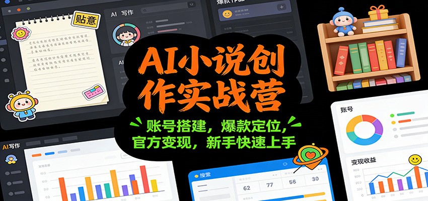 AI小说创作实战营：账号搭建，爆款定位，官方变现，新手快速上手-佳腾网赚