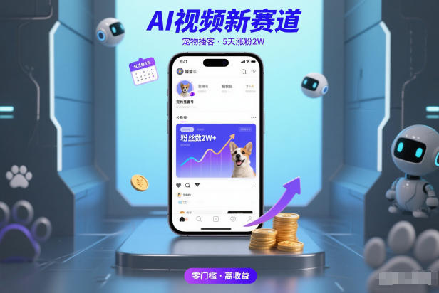 AI视频新赛道，宠物播客仅注册5天涨粉2W，收益非常可观-佳腾网赚