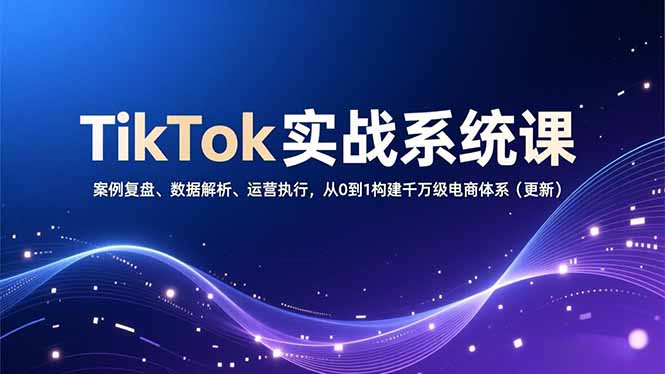 TikTok实战系统课，案例复盘、数据解析、运营执行，从0到1构建千万级电商体系(更新-佳腾网赚