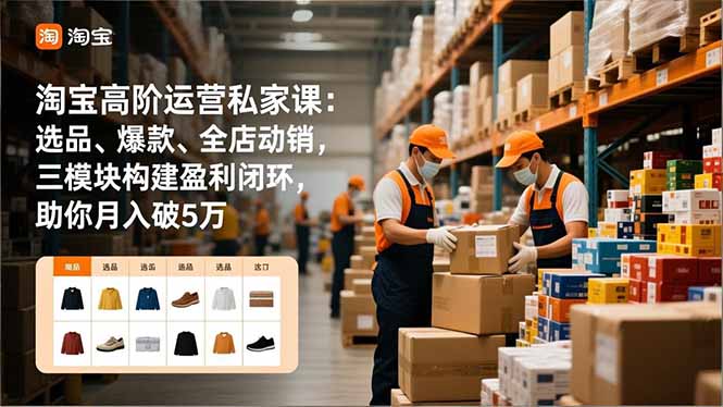 淘宝高阶运营私家课：选品、爆款、全店动销，三模块构建盈利闭环，助你月入破5万(更新12月-佳腾网赚