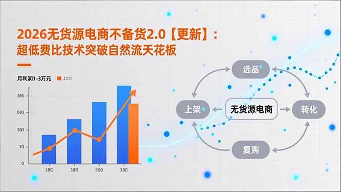 2026无货源电商不备货2.0【更新】：超低费比技术突破自然流天花板，单店月利润1-3万元-佳腾网赚