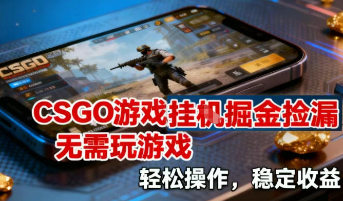 CSGO游戏挂G掘金捡漏，不需要玩游戏，操作简单，收益稳定【揭秘】-佳腾网赚