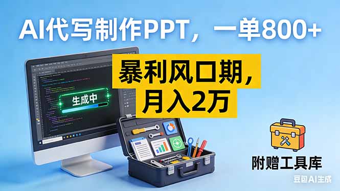 AI代写制作PPT，一单800+， 暴利风口期，月入2万【附工具】-佳腾网赚