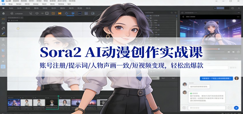 Sora2 AI动漫创作实战课：账号注册/提示词/人物声画一致/短视频变现，轻松出爆款-佳腾网赚