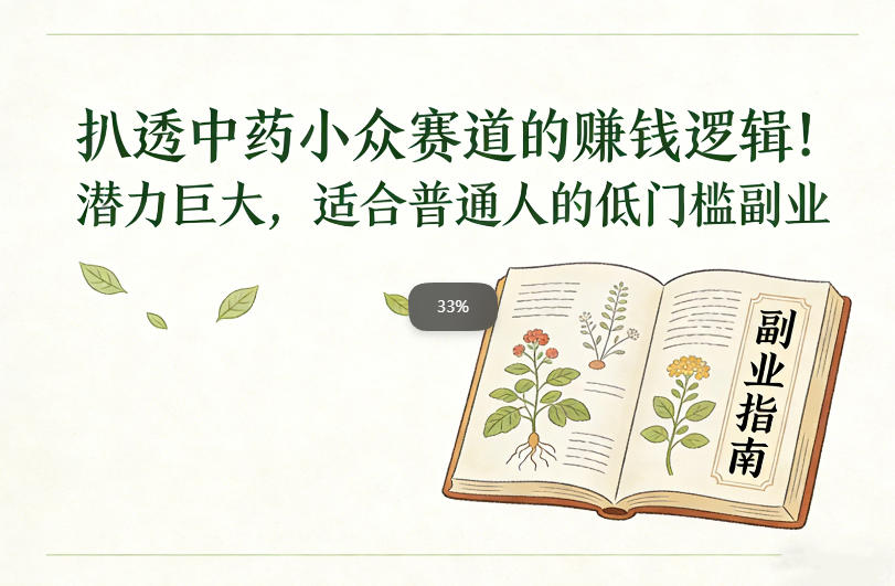 扒透中药小众赛道的賺米逻辑，潜力巨大，适合普通人的低门槛副业-佳腾网赚