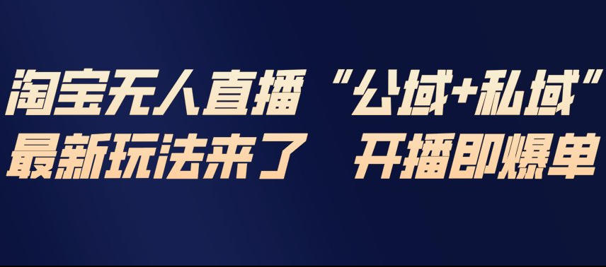 淘宝无人直播完整教程，公试+私域，最新玩法来了，开播即爆单-佳腾网赚