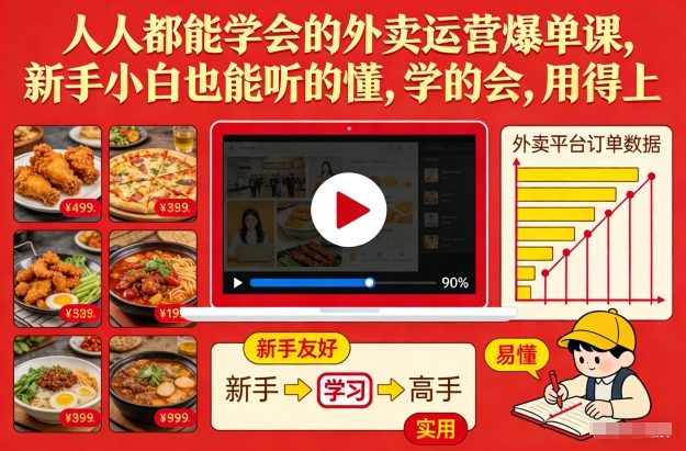 人人都能学会的外卖运营爆单课，新手小白也能听的懂，学的会，用得上-佳腾网赚