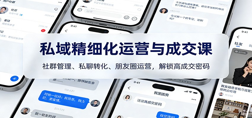 私域精细化运营与成交课：社群管理、私聊转化、朋友圈运营，解锁高成交密码-佳腾网赚