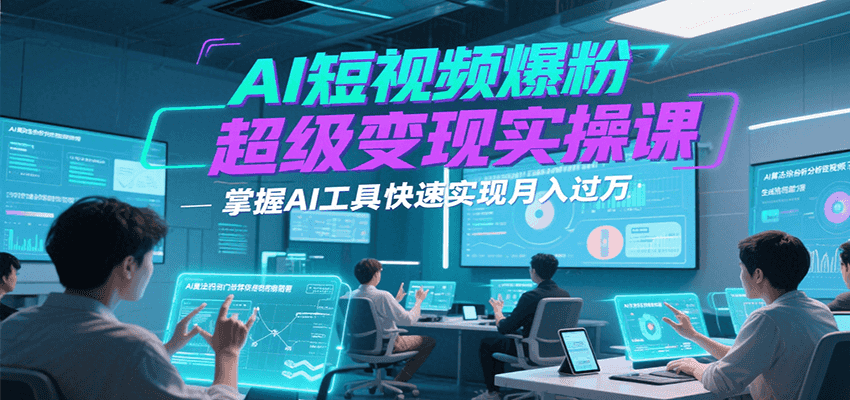 AI短视频爆粉超级变现实操课，掌握AI工具快速实现月入过万-佳腾网赚