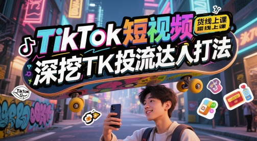 TikTok短视频带货线上课，深挖TK投流达人打法-佳腾网赚