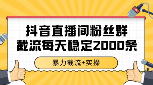 抖音直播间粉丝群暴力截流，一台电脑每天稳定2000条数据【揭秘】-佳腾网赚