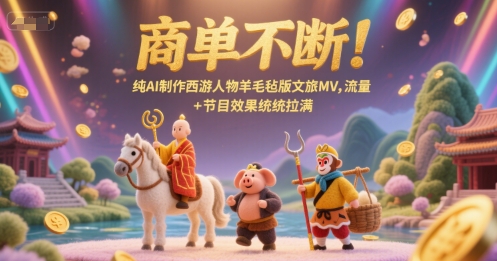 商单不断！纯AI制作西游人物羊毛毡版文旅MV，流量+节目效果统统拉满-佳腾网赚