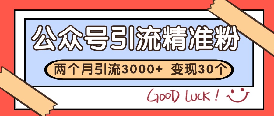 公众号精准粉引流玩法 2个月3000+精准粉 变现30万+-佳腾网赚