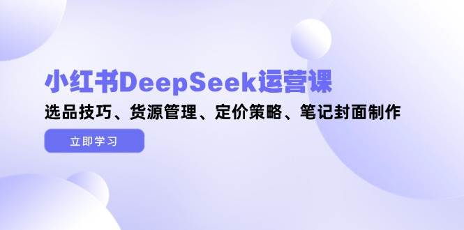 小红书DeepSeek运营课，选品技巧、货源管理、定价策略、笔记封面制作-佳腾网赚