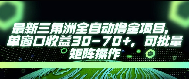 最新AI全自动游戏撸金项目，单窗口收益30-70+，可批量操作【揭秘】-佳腾网赚