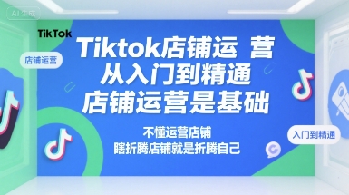 Tiktok店铺运营从入门到精通，店铺运营是基础，不懂运营店铺，瞎折腾店铺就是折腾自己-佳腾网赚